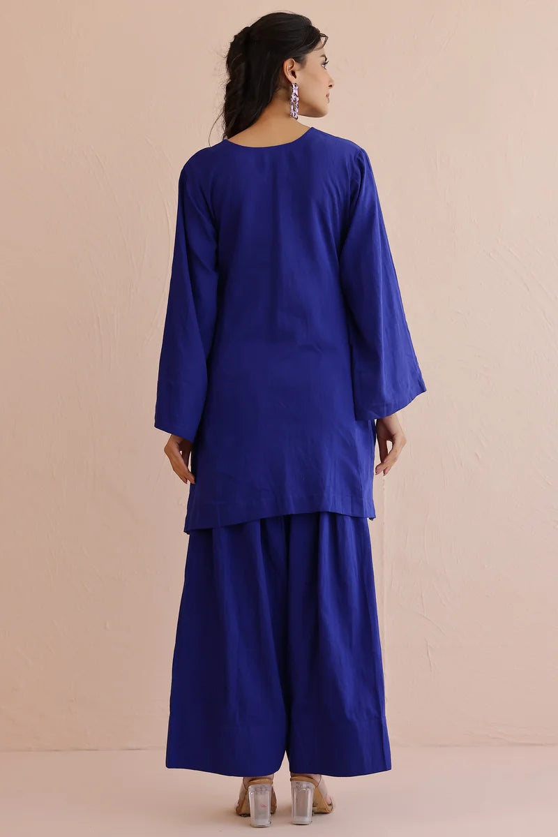 Blue Kurta with Farshi Salwar - Set of 2