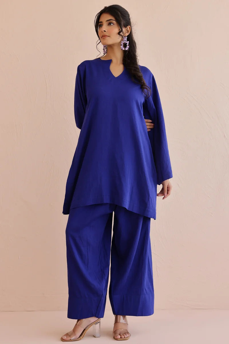 Blue Kurta with Farshi Salwar - Set of 2