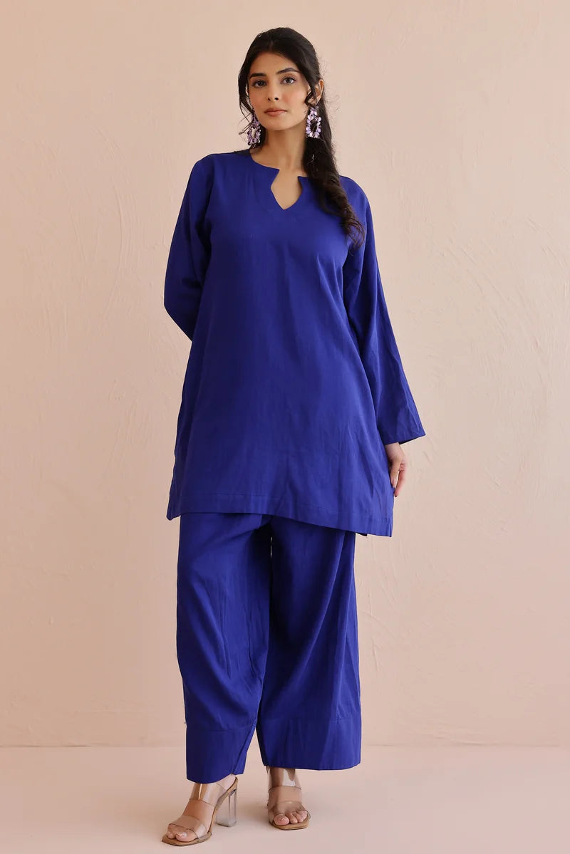 Blue Kurta with Farshi Salwar - Set of 2