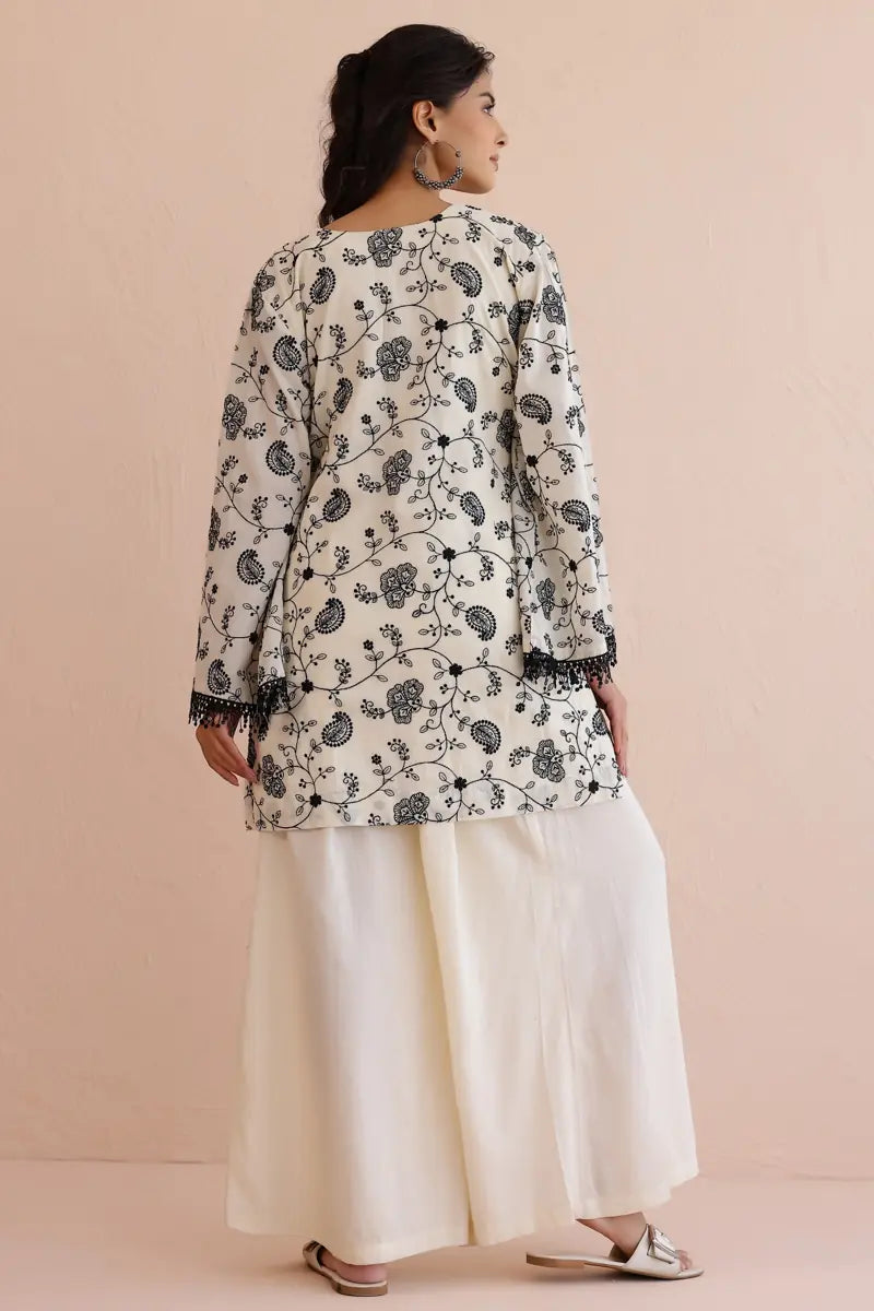 Ivory Embroidered Suit - Set of 3
