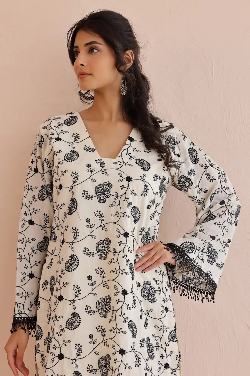 Ivory Embroidered Suit - Set of 3