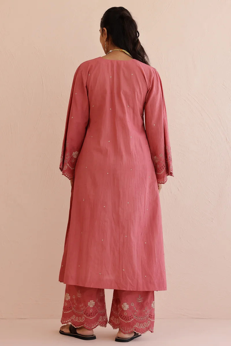 Old Rose Kurta with Pants - Set of 2