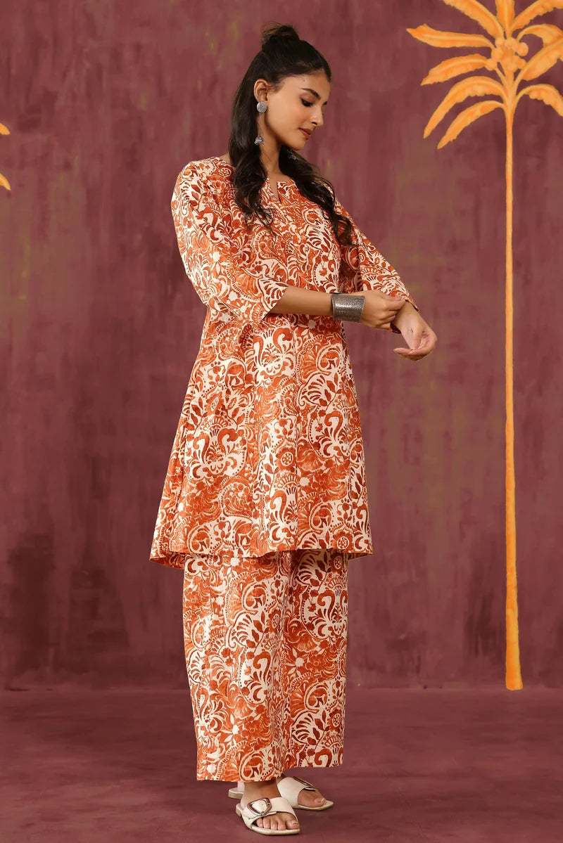 Brown White Co-Ord Set