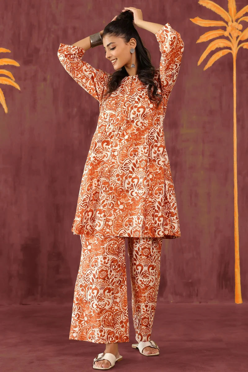 Brown White Co-Ord Set
