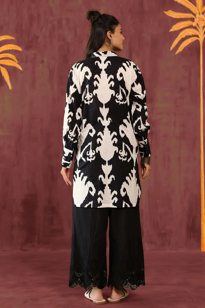 Black and White Kurta Set - Set of 2