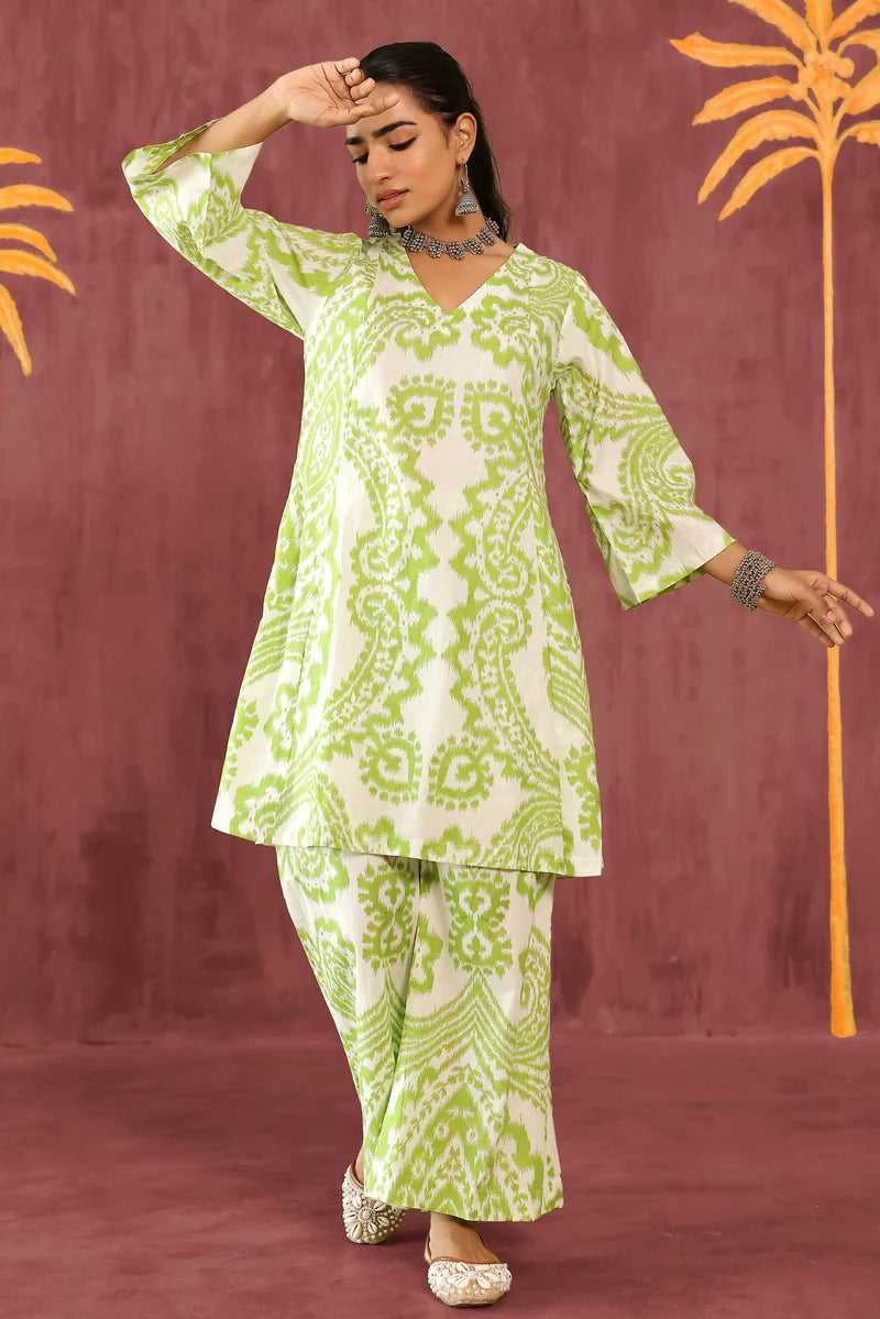 Green White Co-Ord Set