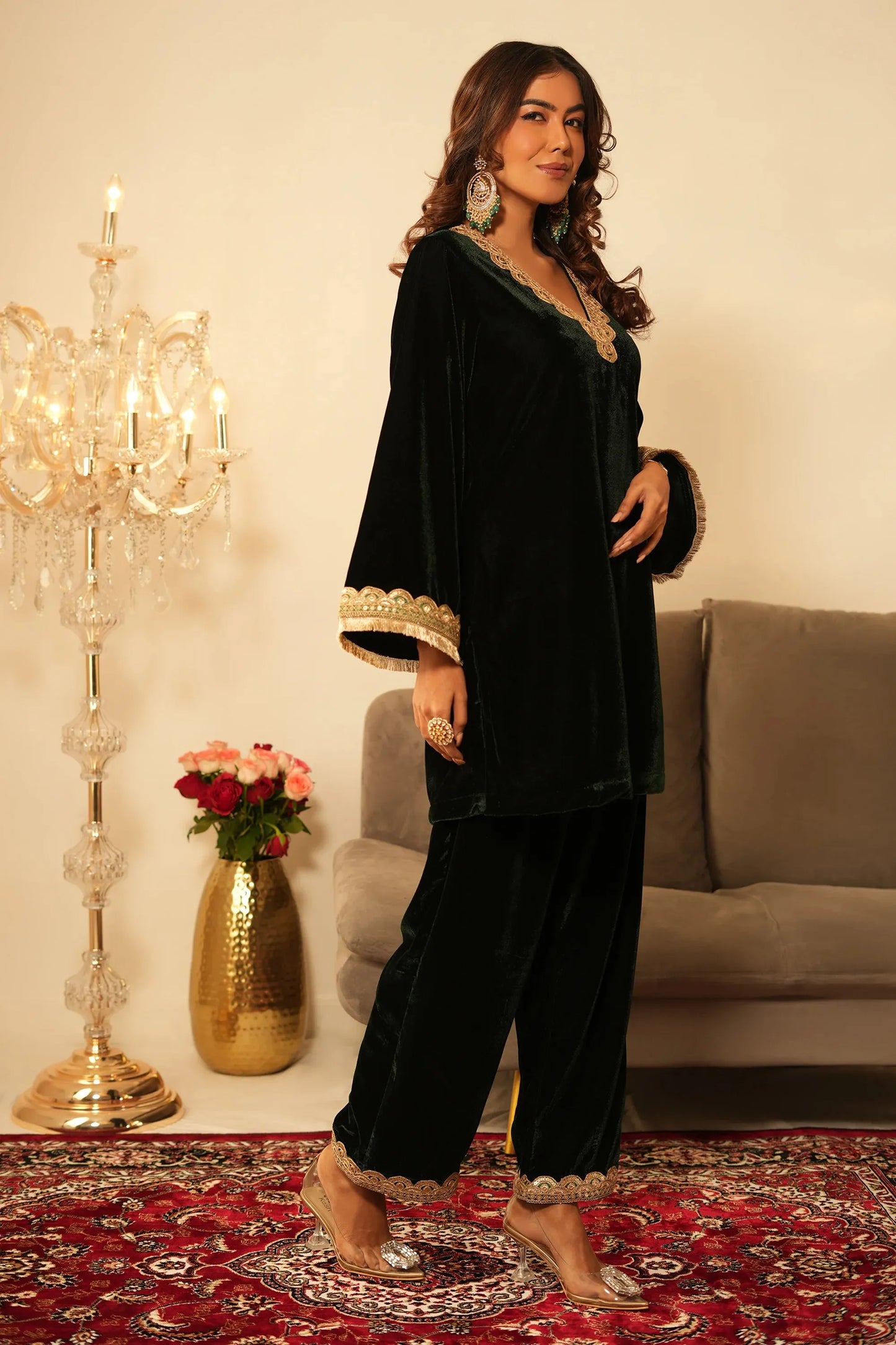 Green Velvet Co-Ord Set