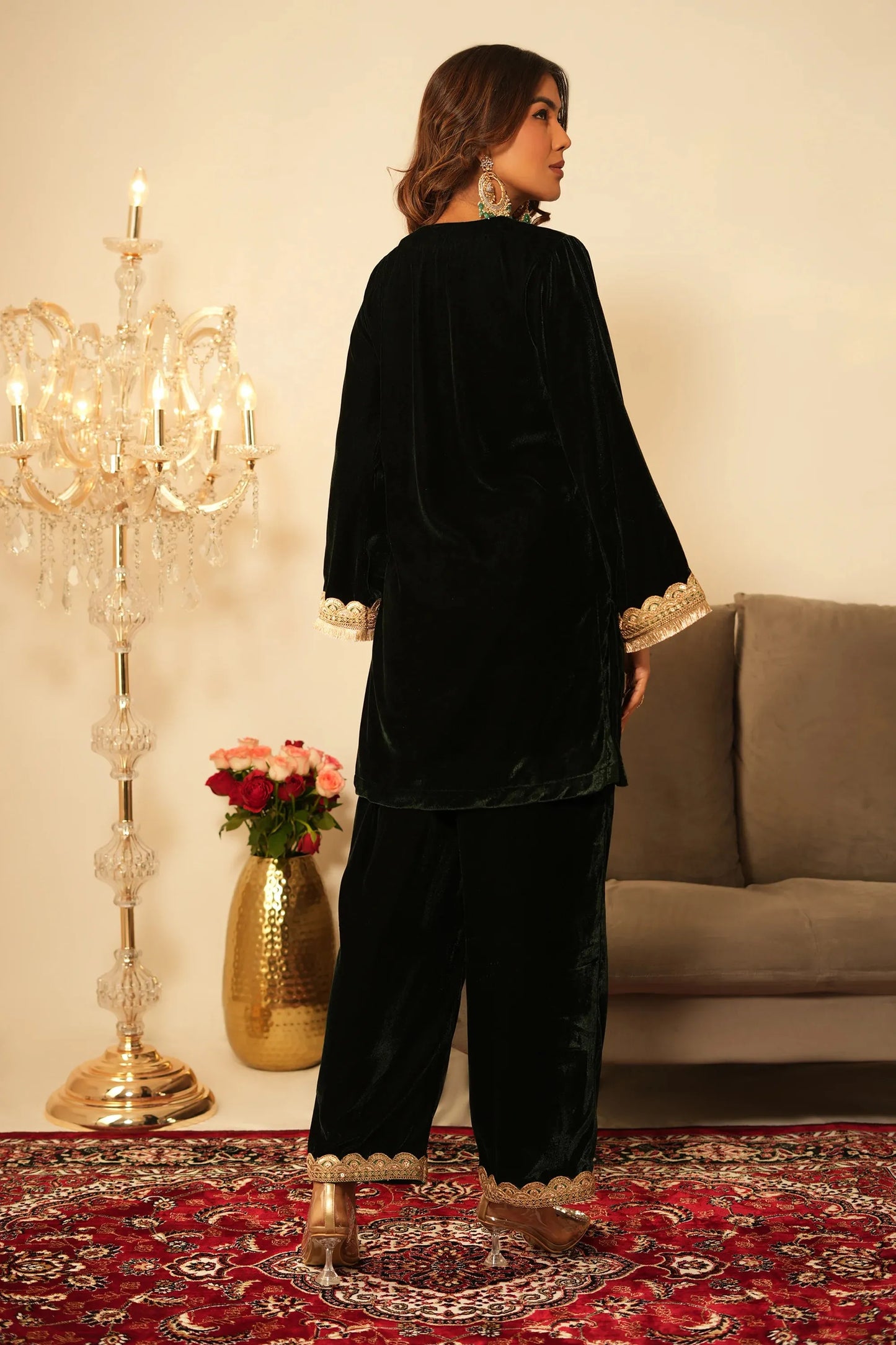 Green Velvet Co-Ord Set