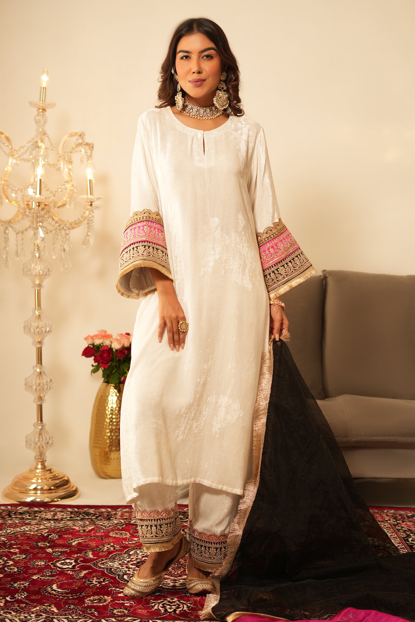 Ivory Velvet Suit - Set of 3