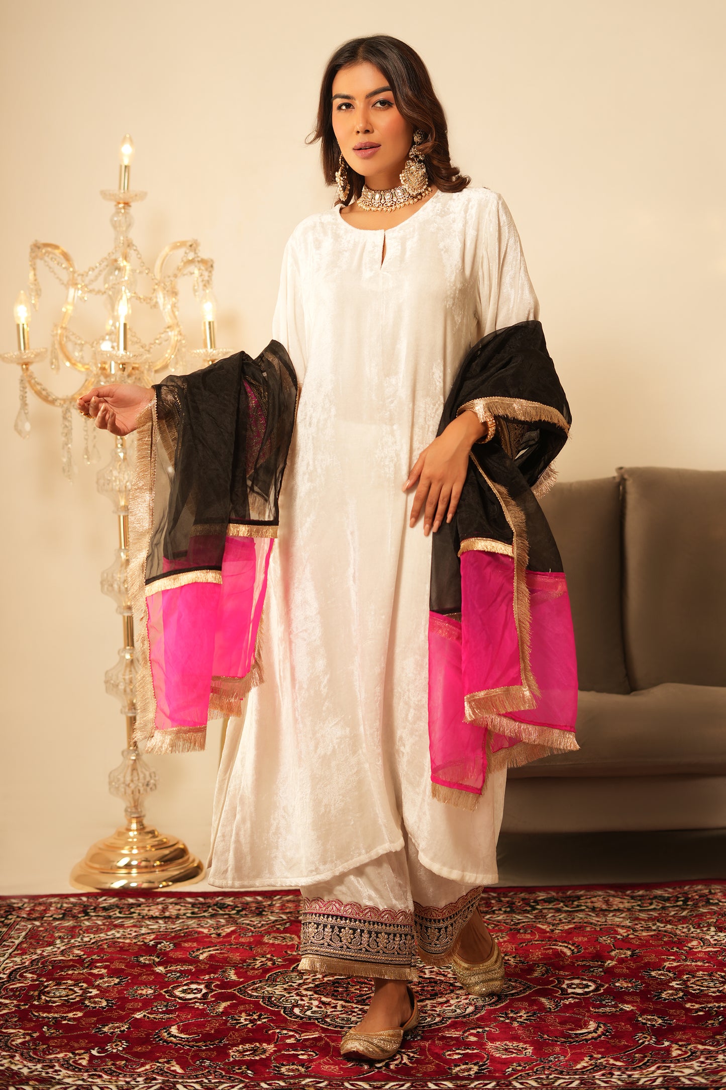 Ivory Velvet Suit - Set of 3