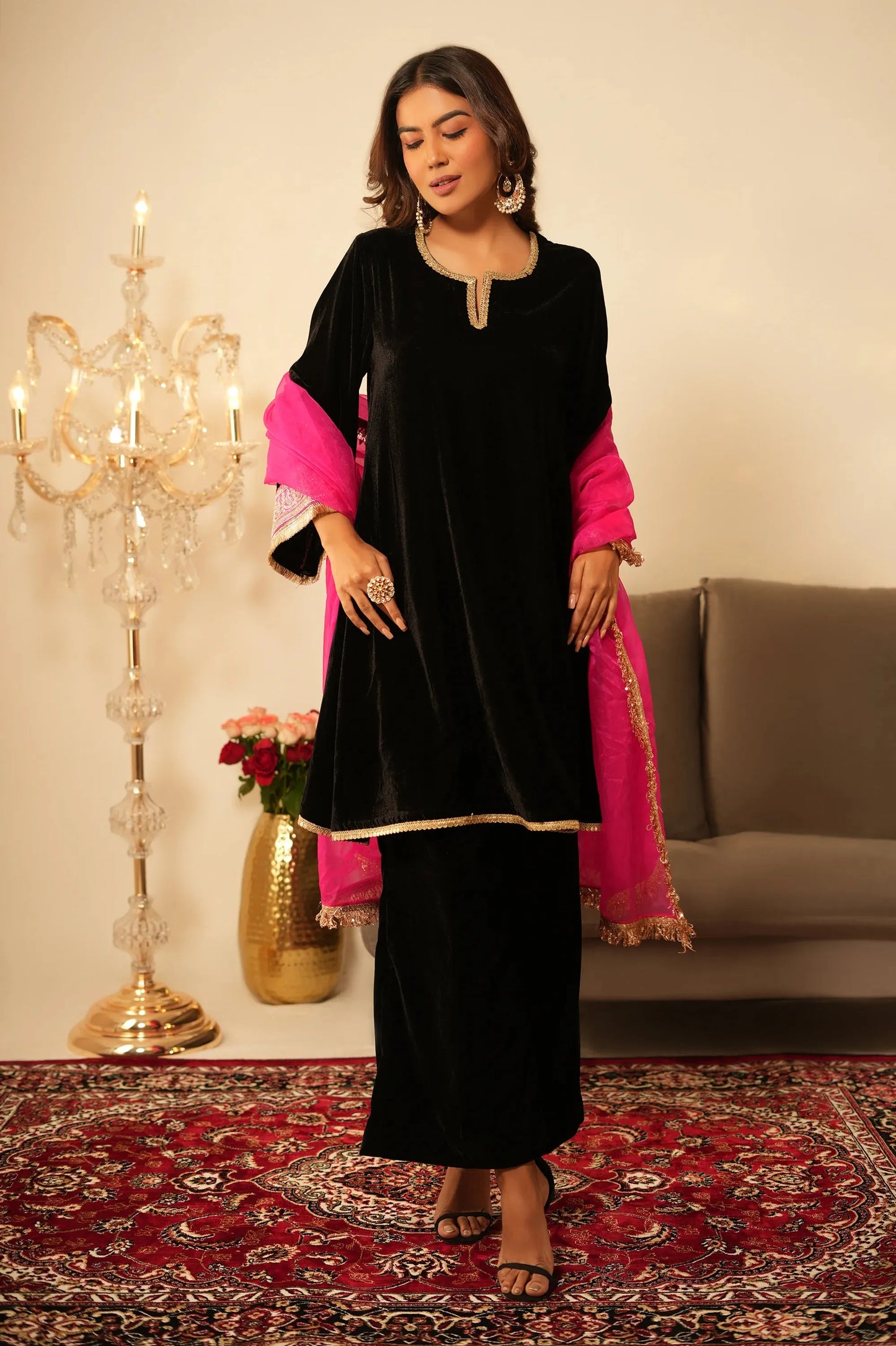 Black Velvet Suit - Set of 3