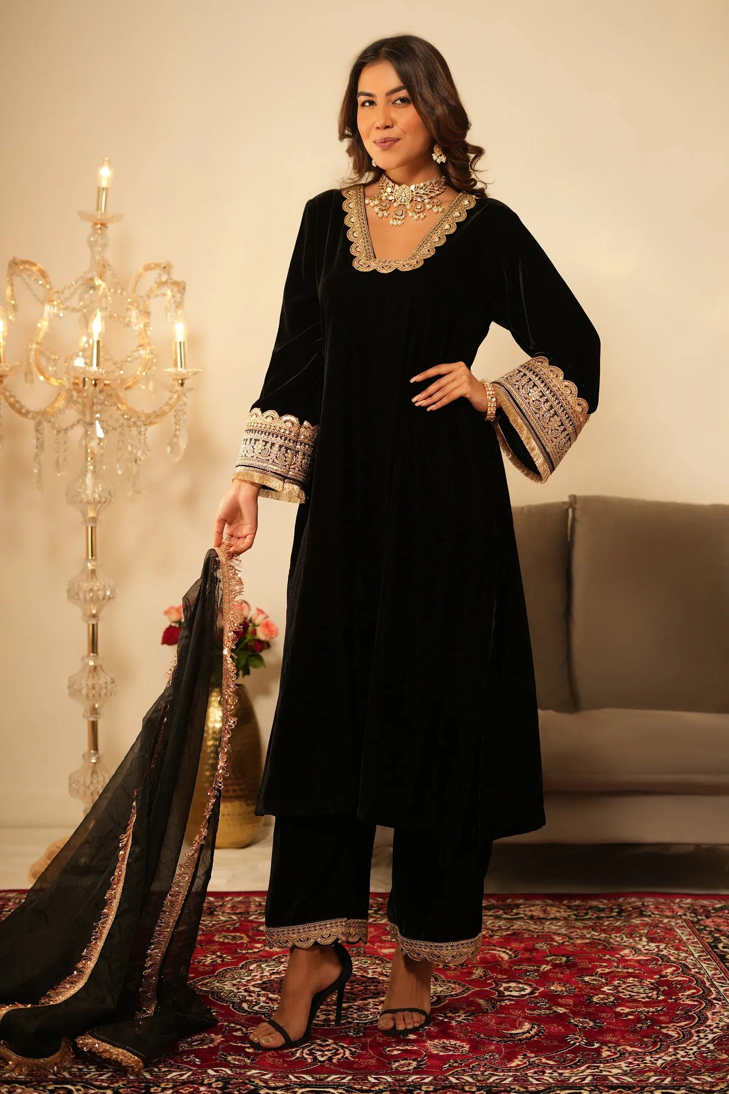 Black Velvet Suit - Set of 3