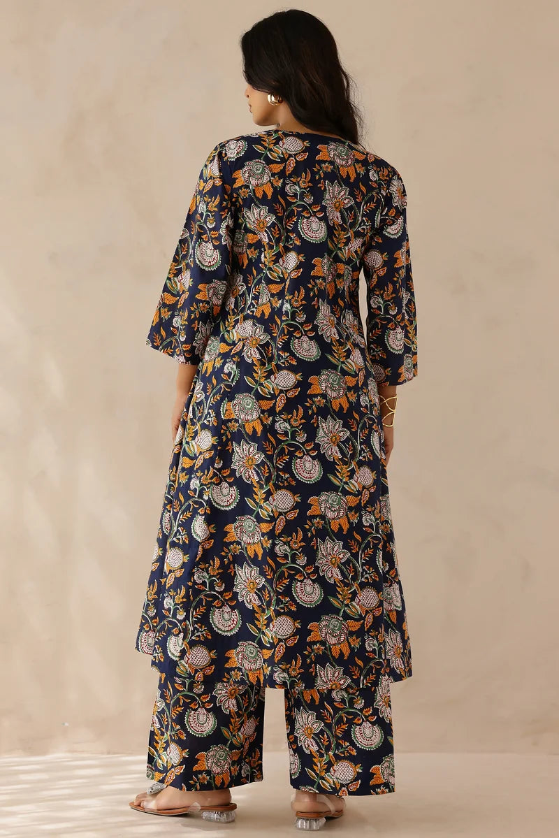 Blue Printed Kurta and Palazzo - Set of 2