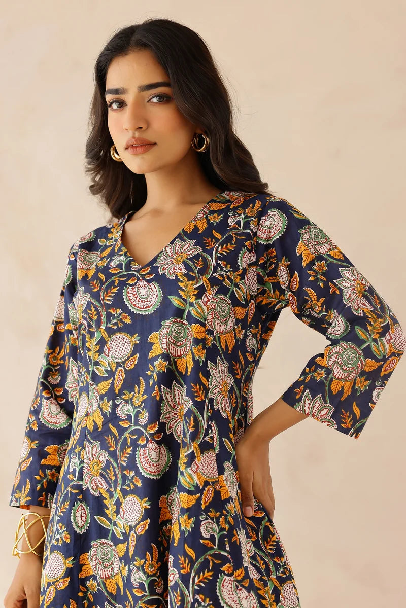 Blue Printed Kurta and Palazzo - Set of 2