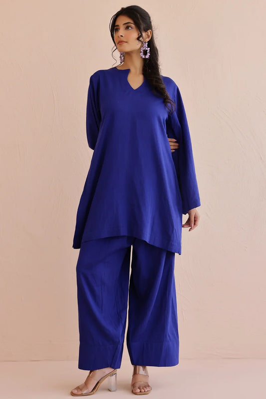 Blue Kurta with Farshi Salwar - Set of 2