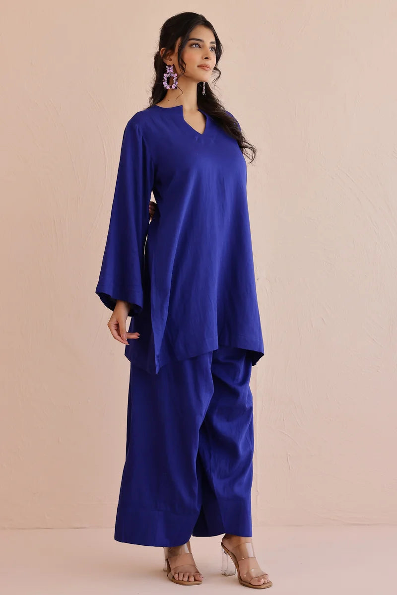 Blue Kurta with Farshi Salwar - Set of 2