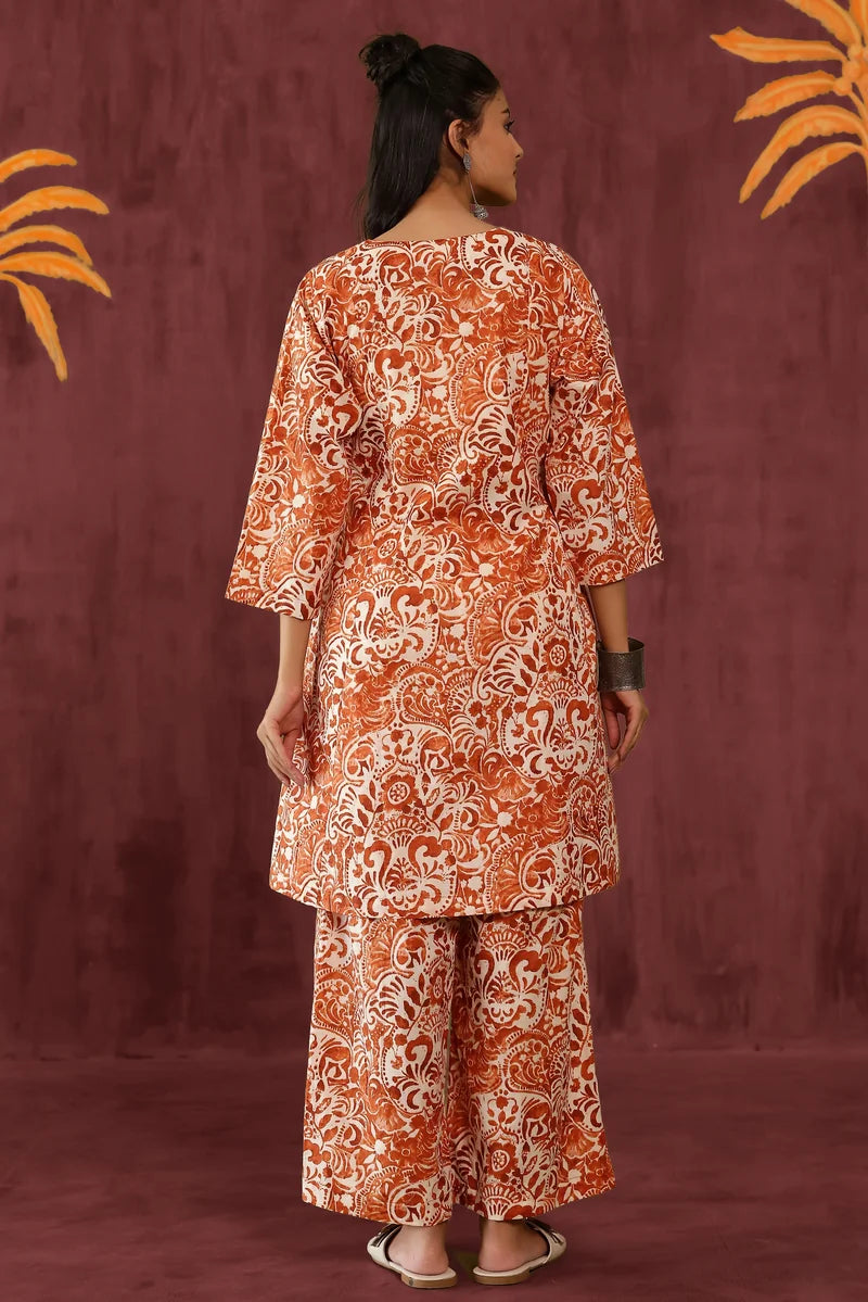 Brown White Co-Ord Set
