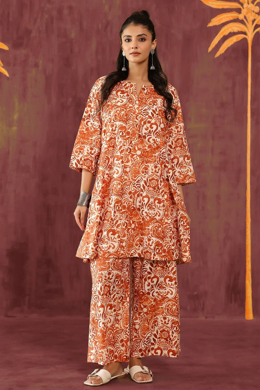 Brown White Co-Ord Set