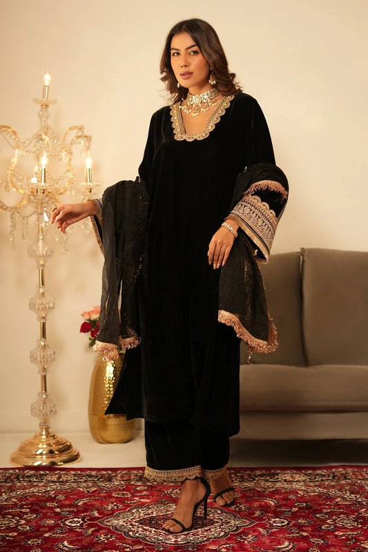 Black Velvet Suit - Set of 3