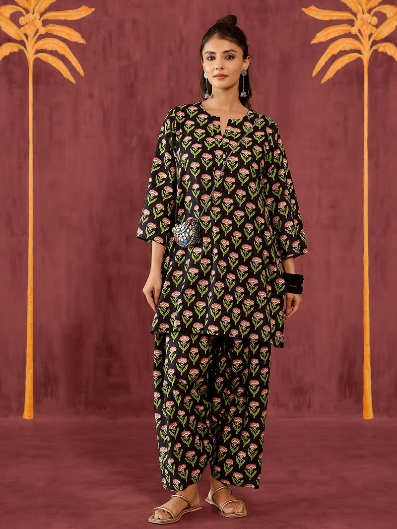 BAYAF BLACK PIRINTED FARSHI SET